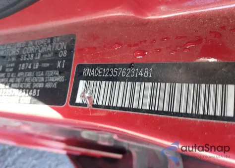 2007 Kia Rio Sx из США, поврежденный, VIN KNADE123576231481